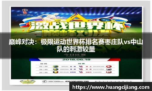巅峰对决：极限运动世界杯排名赛枣庄队vs中山队的刺激较量